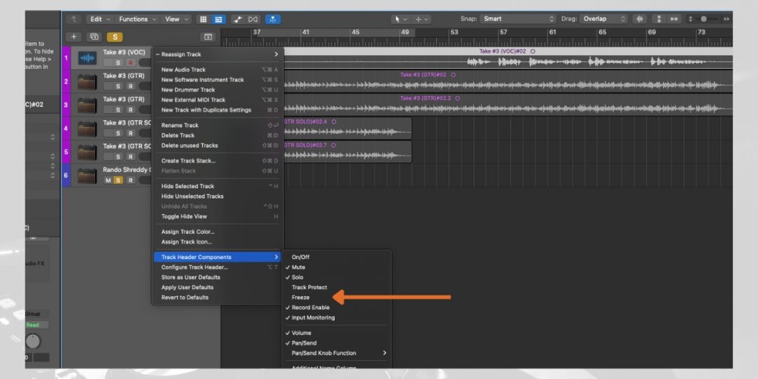 How to Freeze a Track in Logic Pro X - Enable Freeze Option
