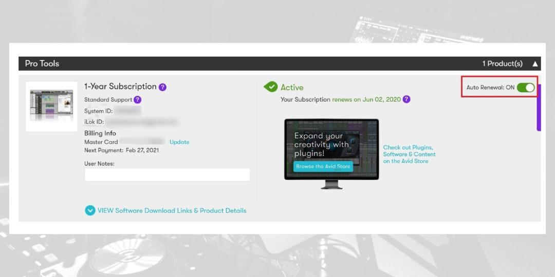 cancel Pro Tools subscription - manage account 