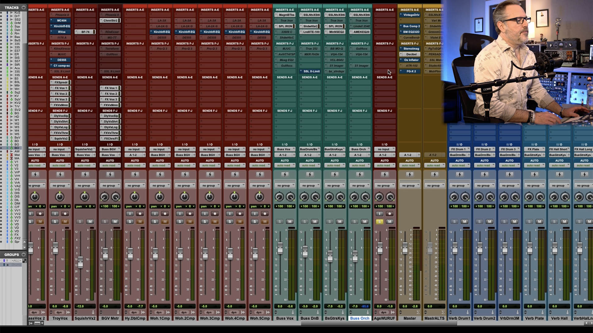 Joe Carrell Blue Honey - Mixing Screenshot in Pro Tools