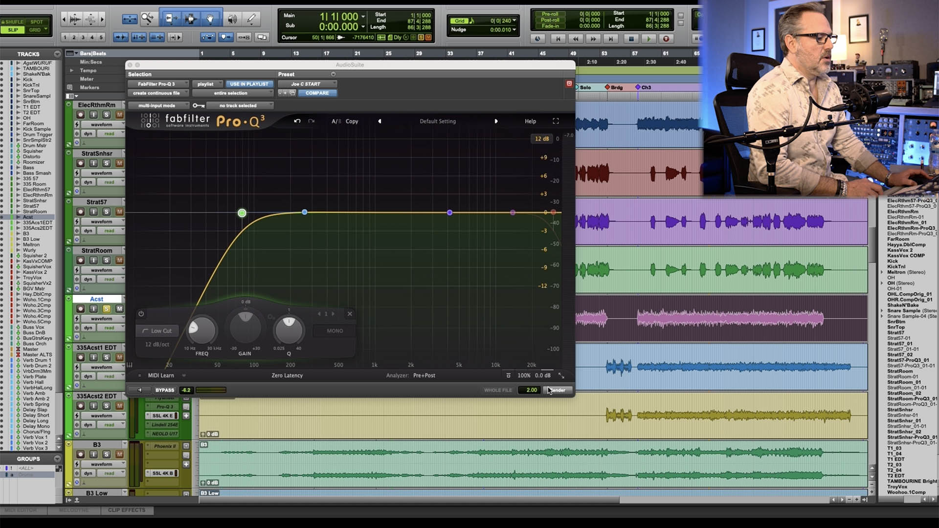 Joe Carrell Blue Honey - Mixing Screenshot in Pro Tools