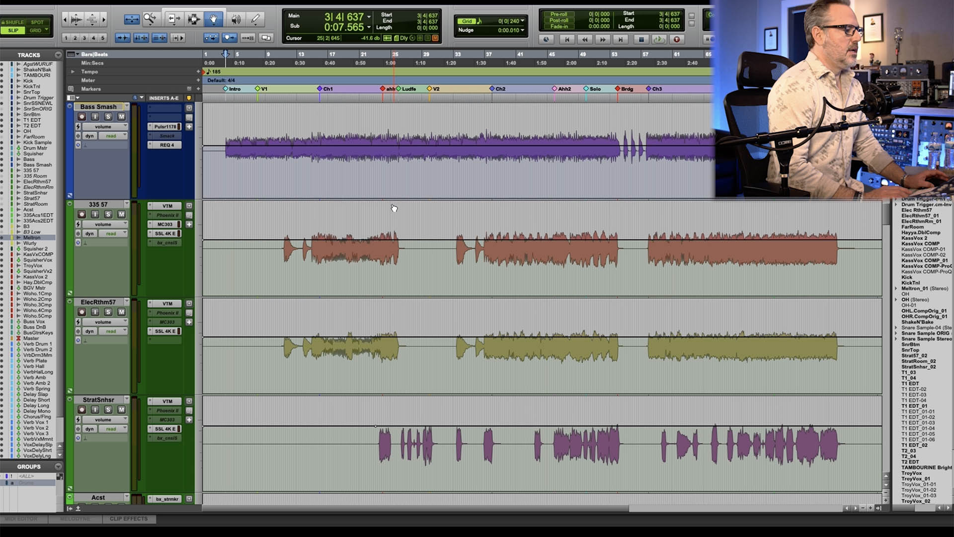 Joe Carrell Blue Honey - Mixing Screenshot in Pro Tools